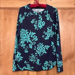 Title Nine Navy and Teal Floral Top
